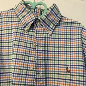 Men’s  button down dress shirt nice heavier material.  Ralph Lauren slim fit